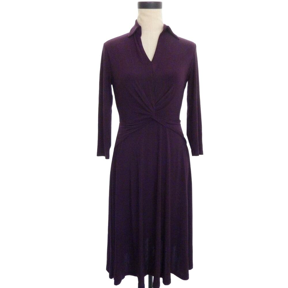 Tommy Hilfiger Plum Purple Midi Dress with Twist Front